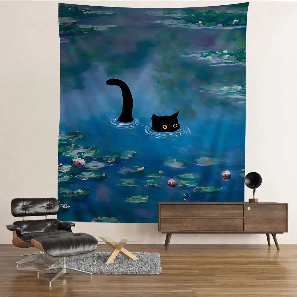 Claude Monet Classic Art Anime Tapestry Hippie Flower Wall Carpets Dorm Decor Wall Hanging Home Decor