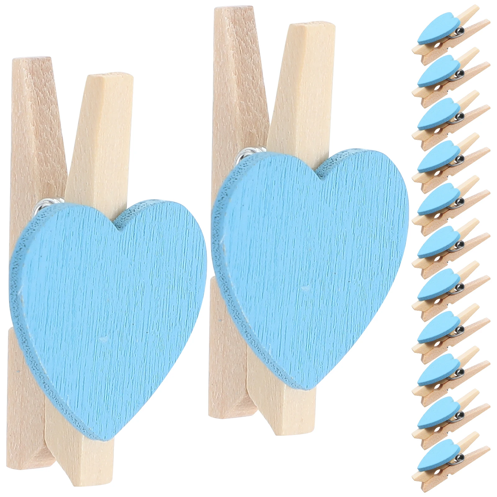 

50Pcs Love Wood Clips Small Decorative Fixation Clips for Photo Painting Home Decor Craft Hanging Mini Wooden Pegs