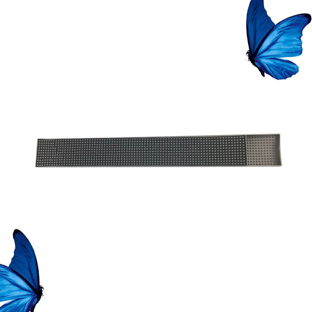 

Rectangular Bar Pad Dish Draining Deep Grooves Tray Drying Mat Tableware Black Silicone
