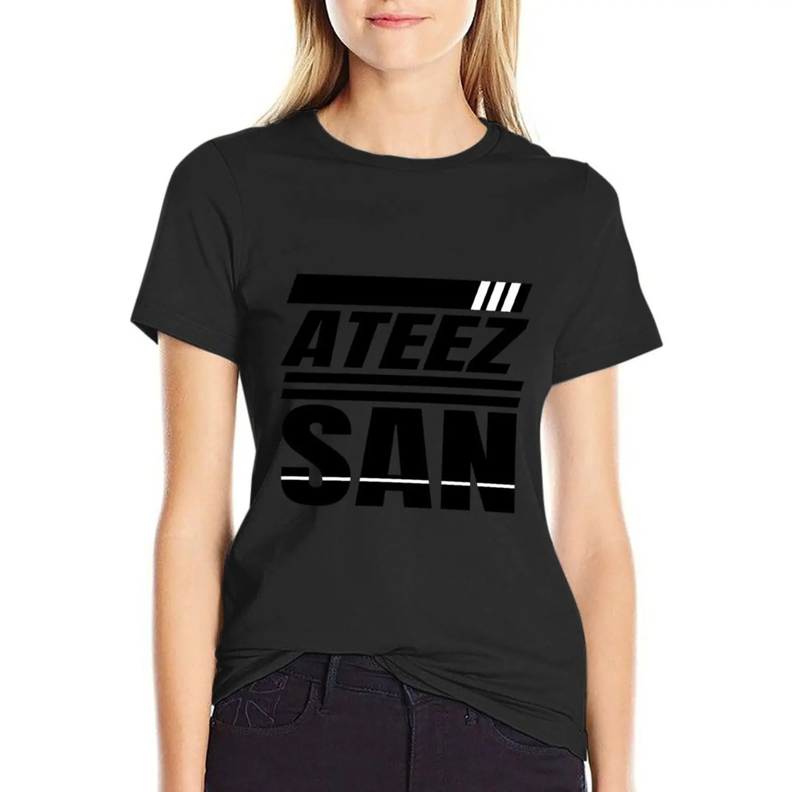 

ATEEZ Atiny KPOP Choi San Logo Fan Design Футболка быстросохнущая графика таможенный дизайн вашей собственной западной футболки платье для женщин