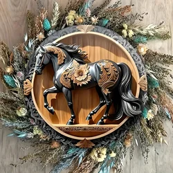 8in 2D Flat Round Wooden Sign Cute Horse Wooden Sign, Thorough Bred Horse Vintage Poster, Cute Horse Lovers Gift