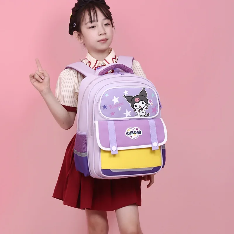 Sanrio Kulomi Pink Cartoon Cute Large Capacity Student School Bag Boys and Girls Ultra Light Burden Reduction Backpack