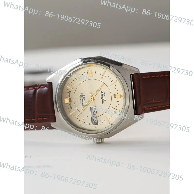 

Внутренний продукт Шанхайский ретро классический календарь круглые серебряные полностью стальные светящиеся автоматические механические мужские часы