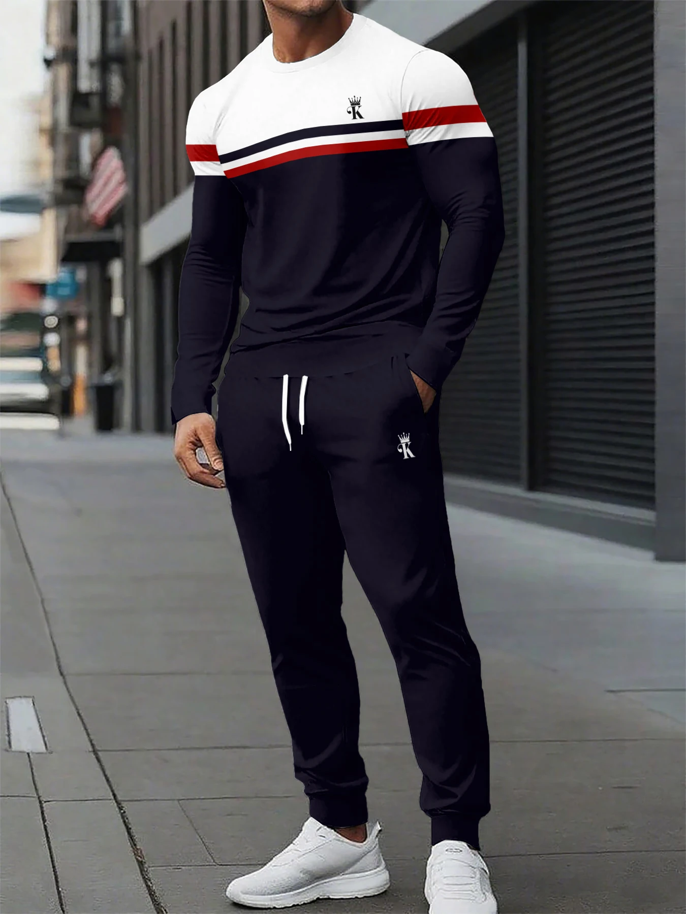 

Funny Scary Clown Print Men's Fall Fashion Long Sleeve 2pcs Set Daily Casual Sports Outdoor Men's Long Sleeve And Pants