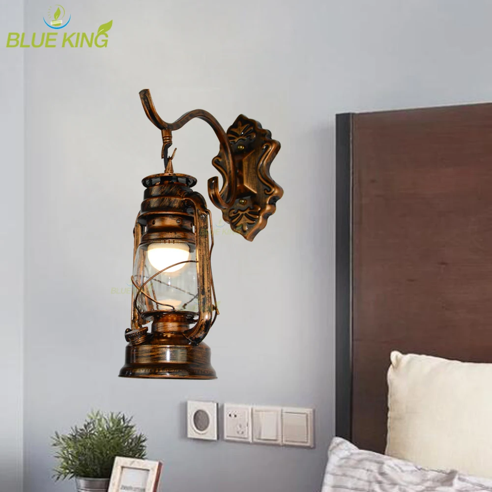 الرجعية زيت الفحم الجدار الخفيفة الأوروبية العتيقة نمط فانوس الرجعية مطعم الجدار الخفيفة الممر الإبداعي خمر الجدار تجهيزات الإضاءة #1