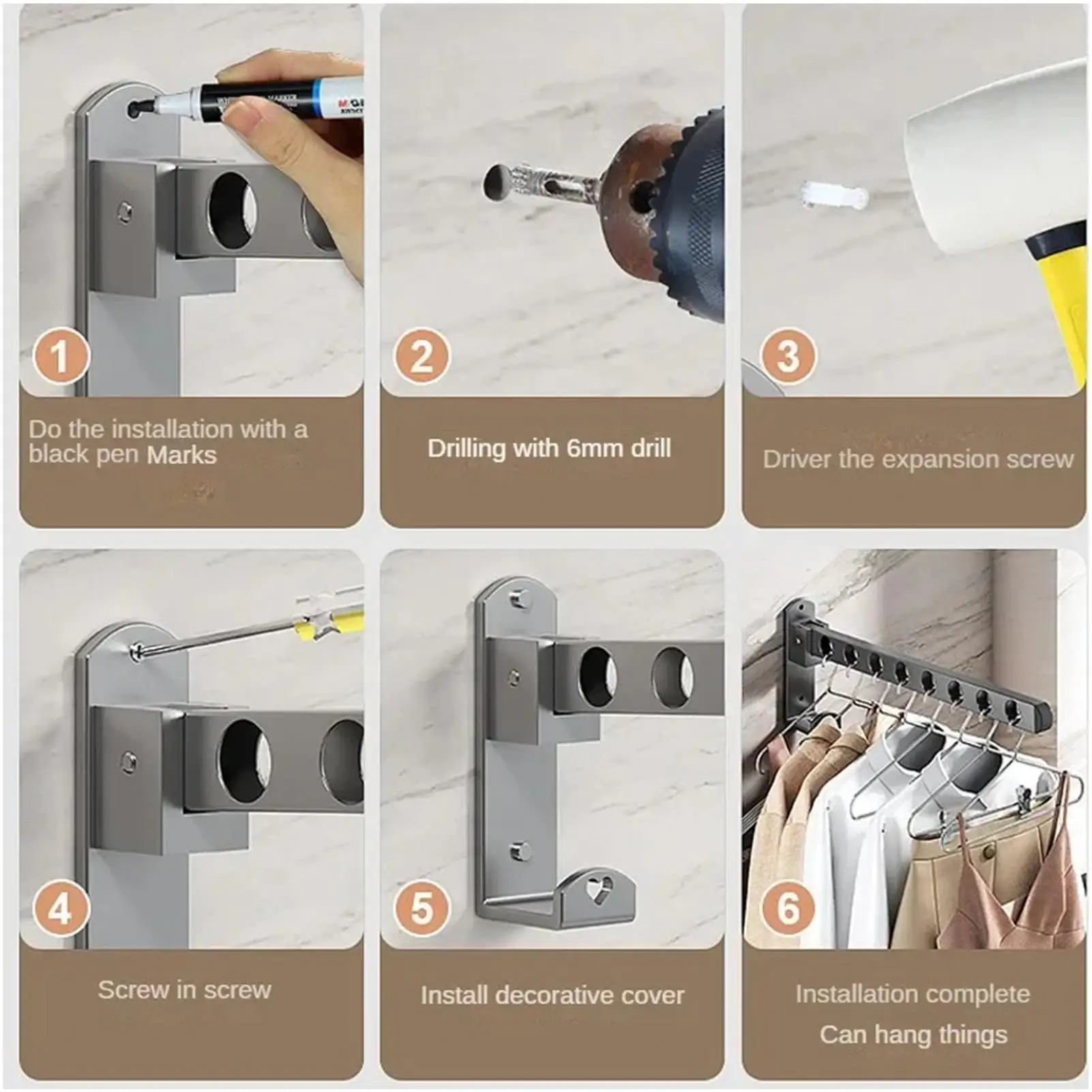 

Wall Mounted Clothes Hanger non-punching Bathroom Toilet Drying Hanger For Dormitory Laundry Folding Indoor Laundry Hanger