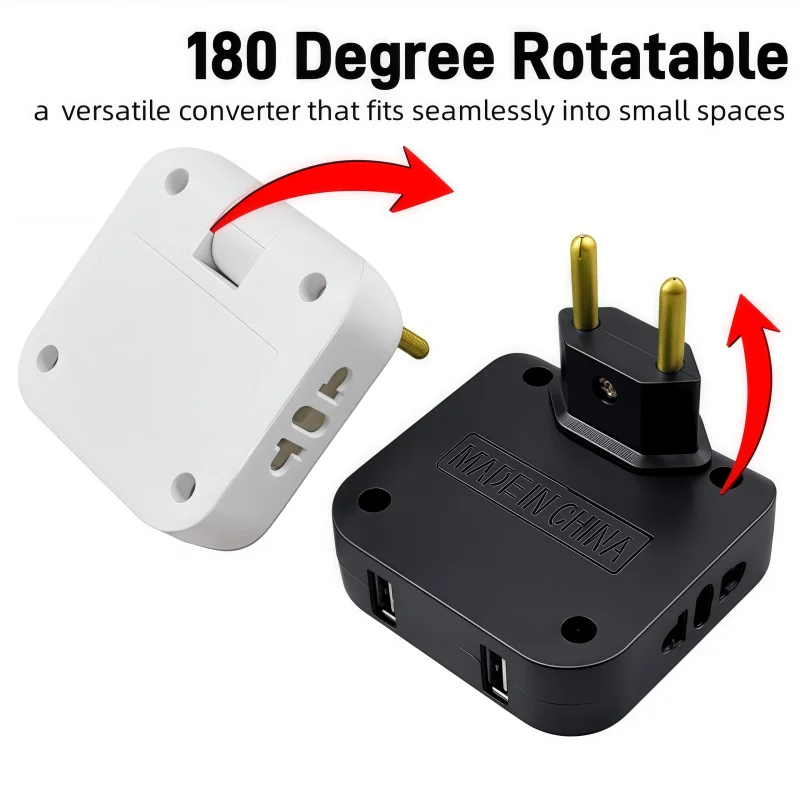 EU Plug AC Outlets 4 in 1 USB To EU Socket Converters 180 Degree Rotatable Multi-Plug Mini Slim Wireless Outlet Adapter Sockets