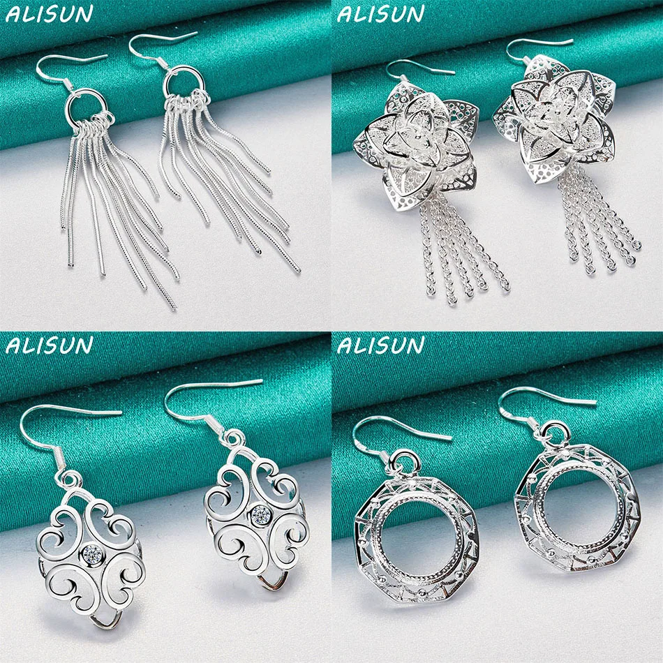 

ALISUN 925 Sterling Silver Geometric Drop Earrings For Women Charm Trend Birthday Gifts Fashion Party Fine Jewelry