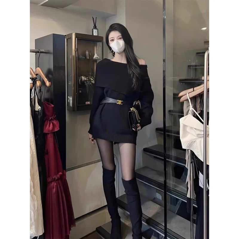 

Свободный трикотаж средней длины с V-образным вырезом и очками Dr, женский модный осенне-зимний новый дизайн, свитер Senation для поездок на работу