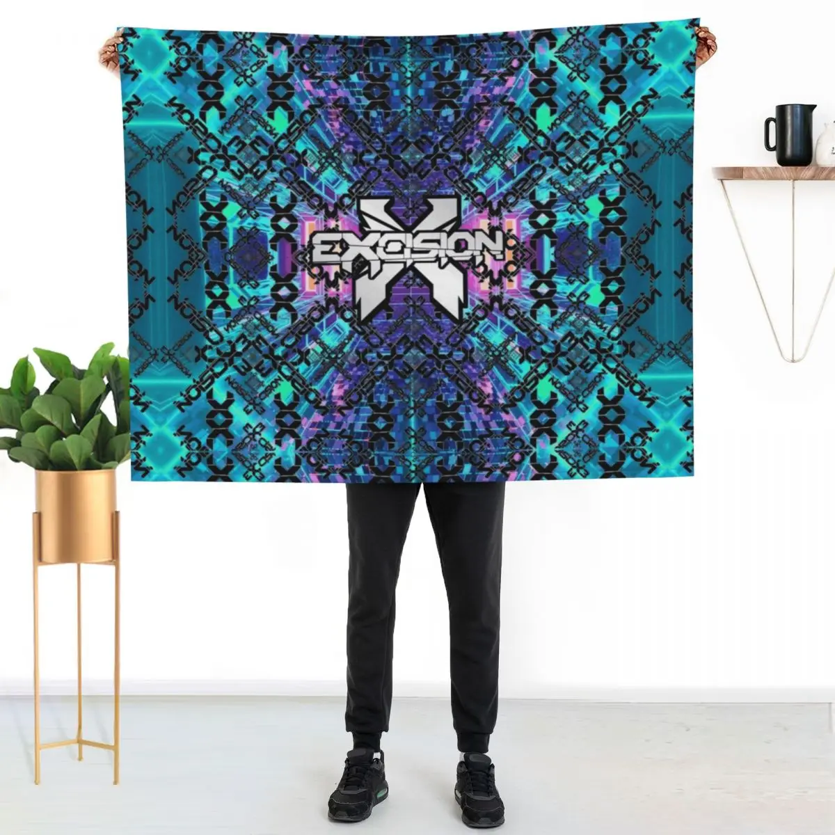 Excision Bass Rave Music Festival Design for Mens Womens Unisex Throw Blanket Vintage Polar Soft Plush Plaid Blankets
