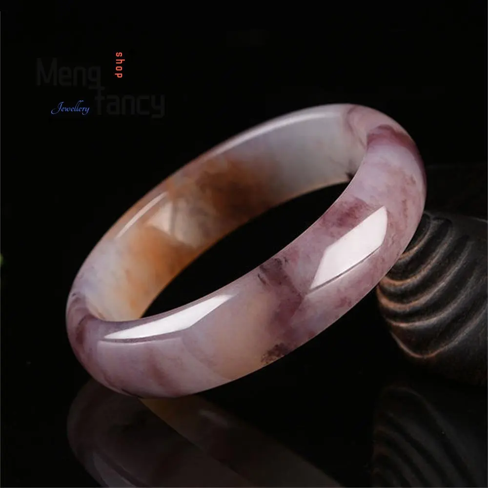 Natural Gold Silk Jade Violet Bangle High-grade Charm Exquisite Elegant Luxury Quality Fashion Jewelry Best Selling Holiday Gift