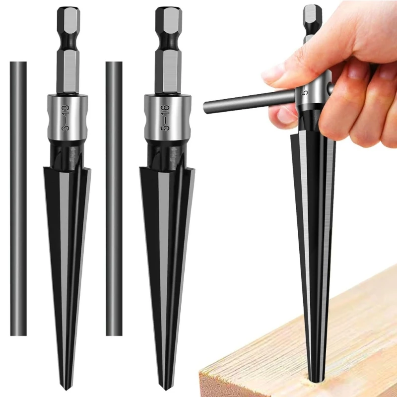 2Pieces Tapered Reamer T Handle Bridge Pin Hole 5-16mm 3-13mm 6 Flute Hole Reamer Handheld Tapered Reamer Tool KXRE