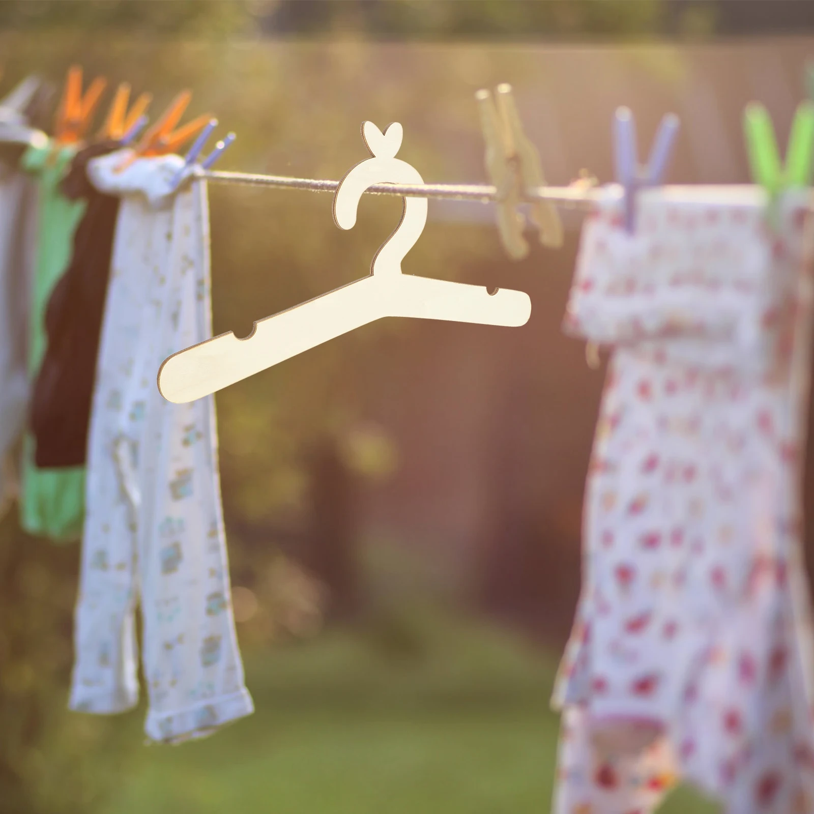 

2 Pcs Kid Hangers Wooden Small Clothes Decorate Miniature Nursery for Baby Toddler