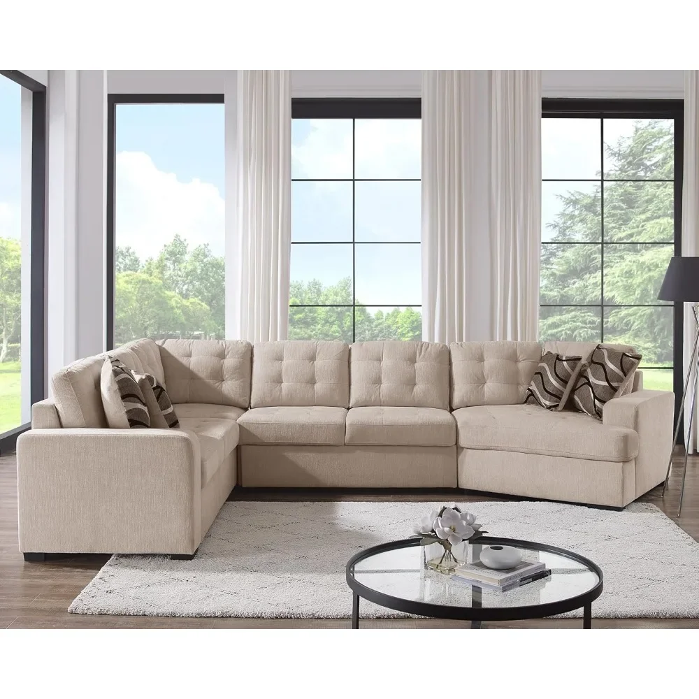 Wohnzimmer Sofas,Oversized Sectional Sleeper Sofa 7-Seater U-Shaped Sectional Couches with Cuddler - Chenille Sofa