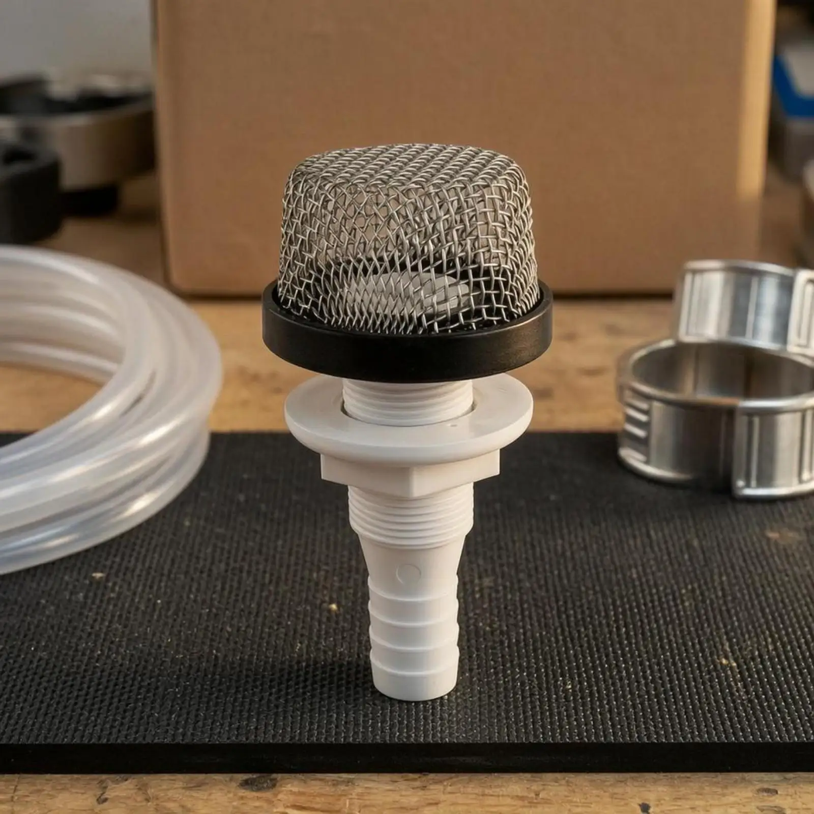 Marine Live-Well Pump Inlet Filter Hose Barb Threaded Inlet Filter White Plastic