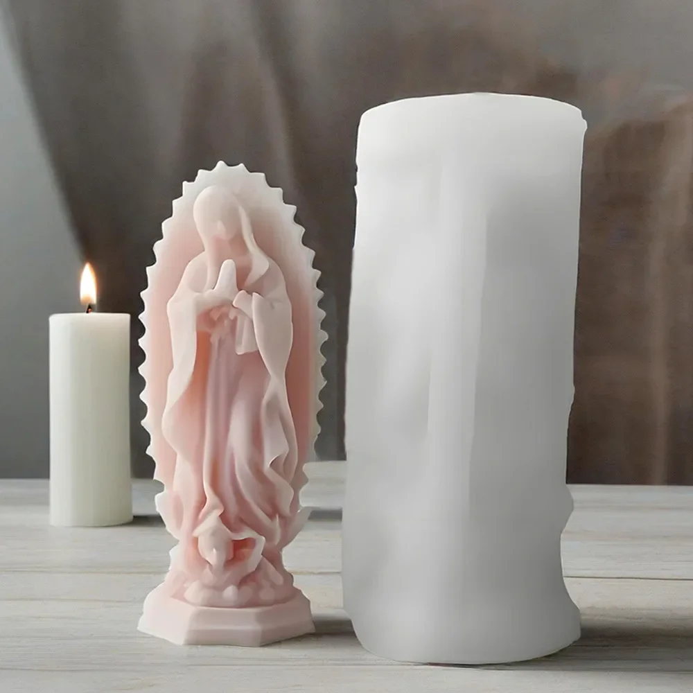 VERIDIAN 3d Character Silicone Molds Home Decoration Virgin Praying Plaster Aromatherapy Candle Making Kit Epoxy Resin Molds