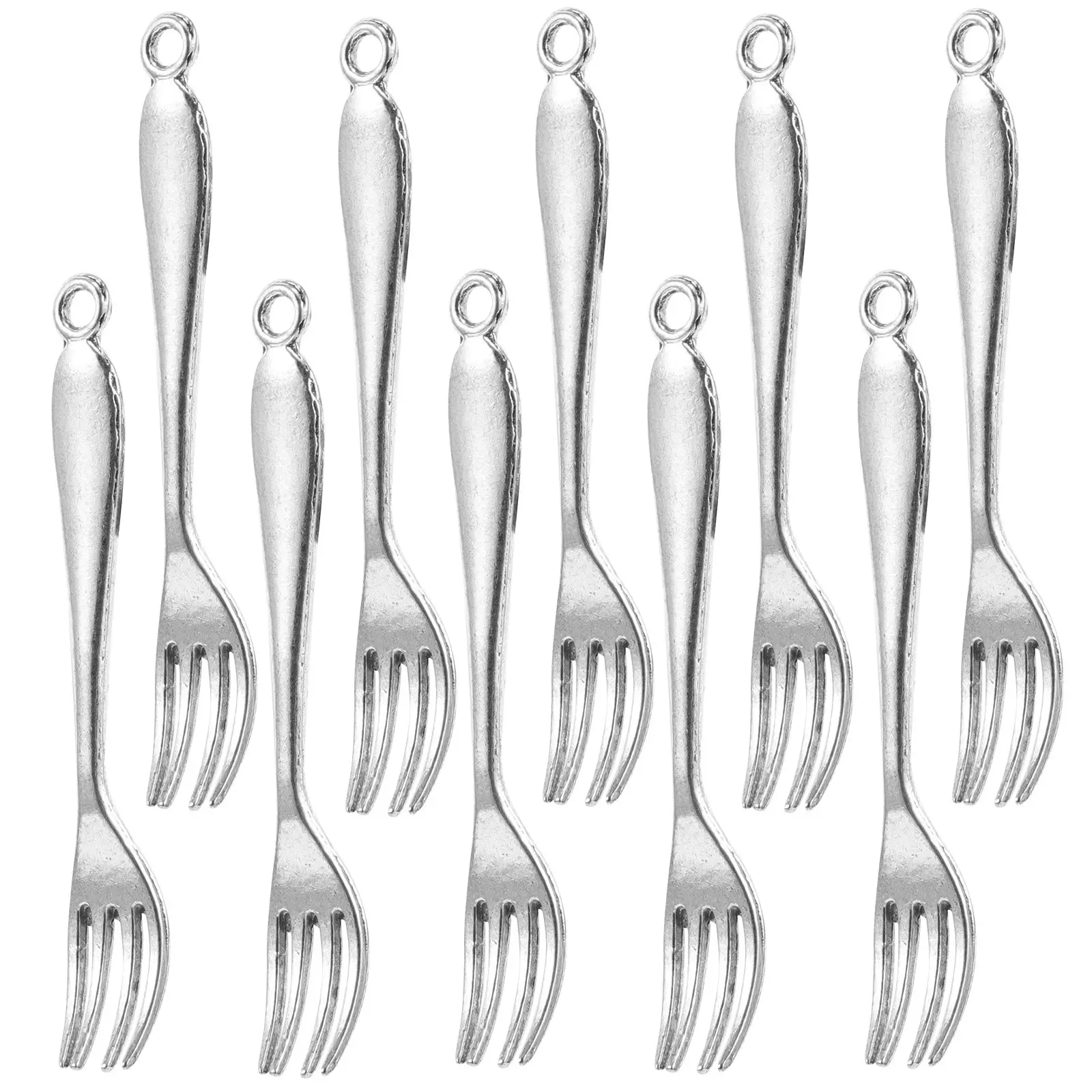 

10Pcs Vintage Fork Charms Silver Tableware Design Pendant Earrings Bracelets Necklaces DIY Jewelry Making Accessories