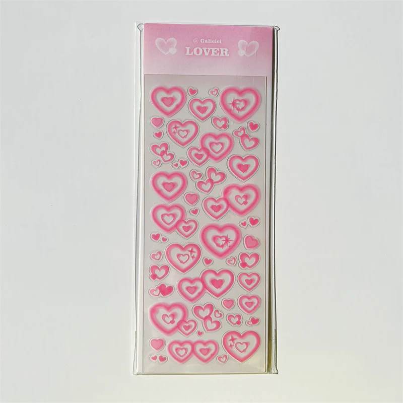 Love Heart Bubble Stickers Decorative Hand Account DIY Collage Photocard Album Scrapbook Diary Journal Cute School Stationery image 6