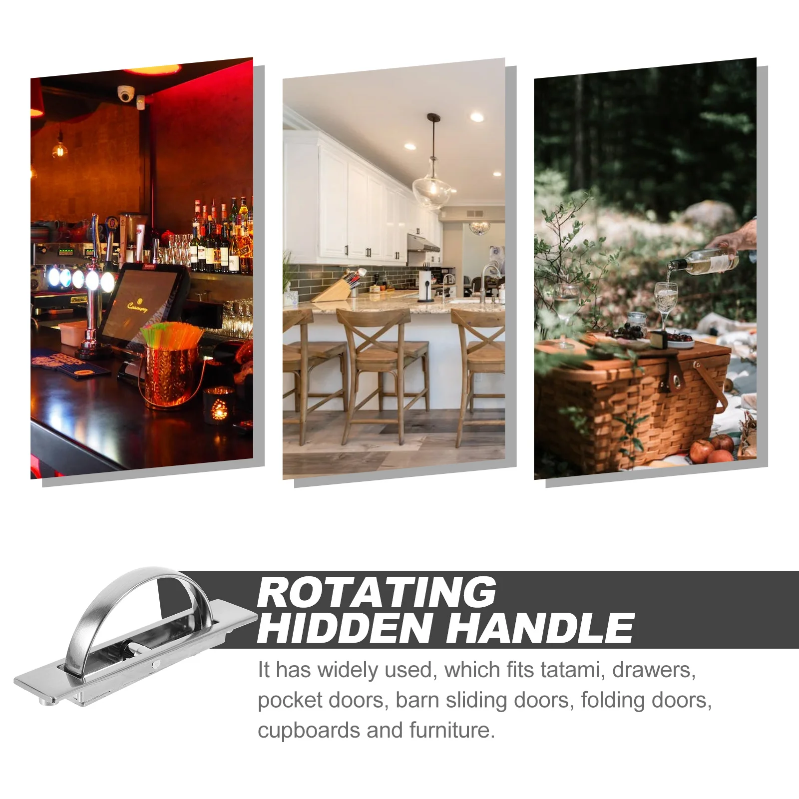 

Simple Design Zinc Alloy Rotating Hidden Handle Recessed Pull for Cabinet Drawer Door Furniture Break Resistant