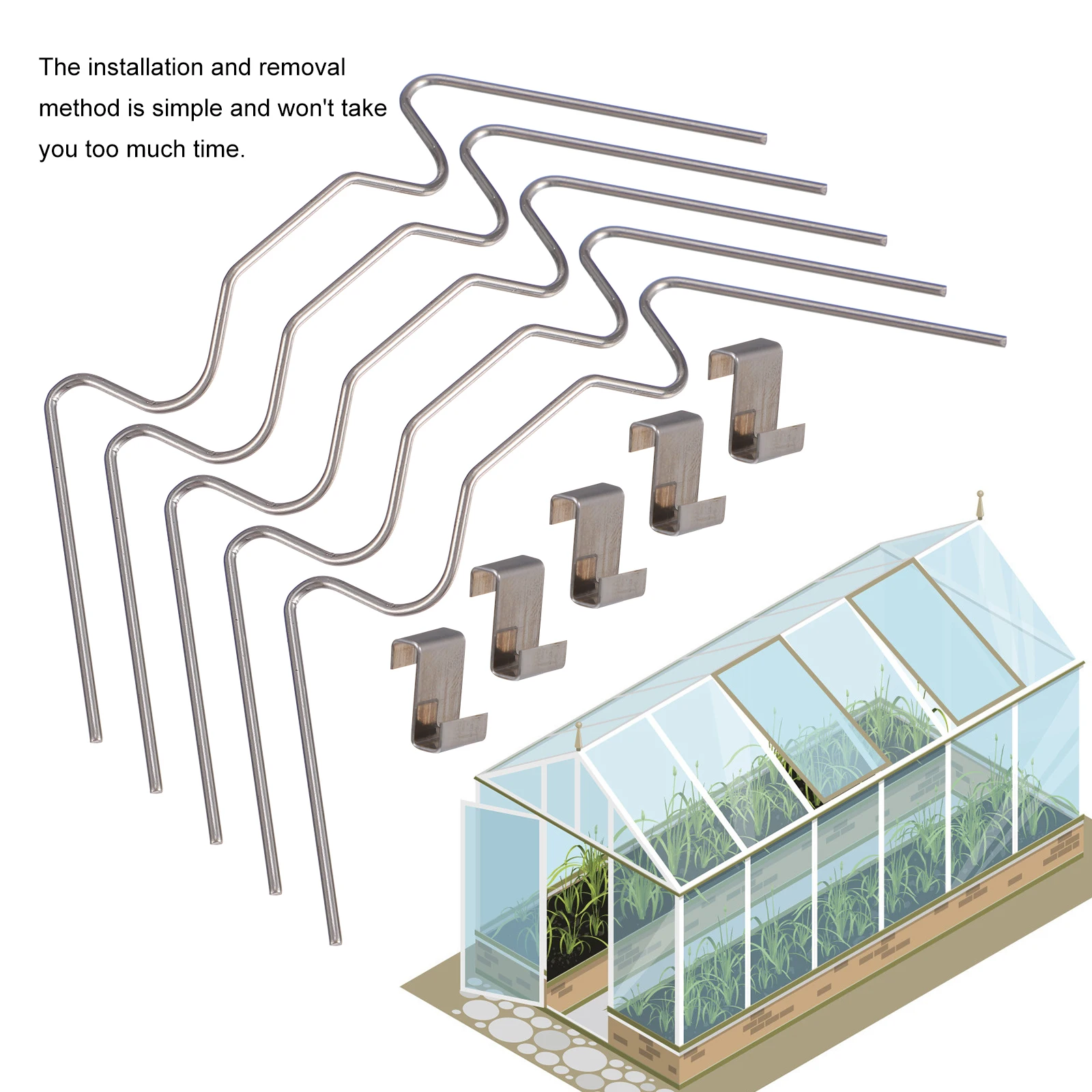 100Pcs Greenhouse Glass Clamps Stainless Steel Clip Frame W Type Clips Fixing Pane Greenhouse Clips Glass Frame Fixing Clamp