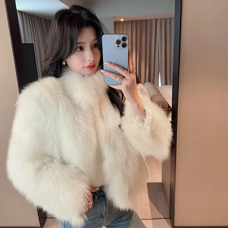 Imitation Fox Fur Grass Coat Women\'s Stand Collar Thickened 2024 New Fur Coat Fashionable And Versatile Winter