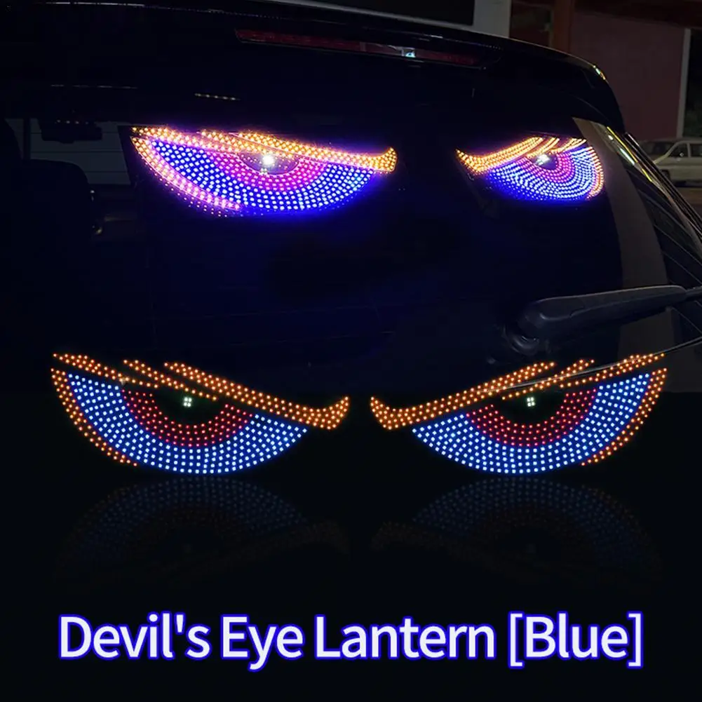 USB Dynamic Big Devil Eyes Light For Cars, Programmable Flexible Window Screen LED Display Demon Eye Lights Car Decor