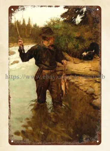 wall item A Distant Acquaintance fishing creek Philip Goodwin art metal tin sign