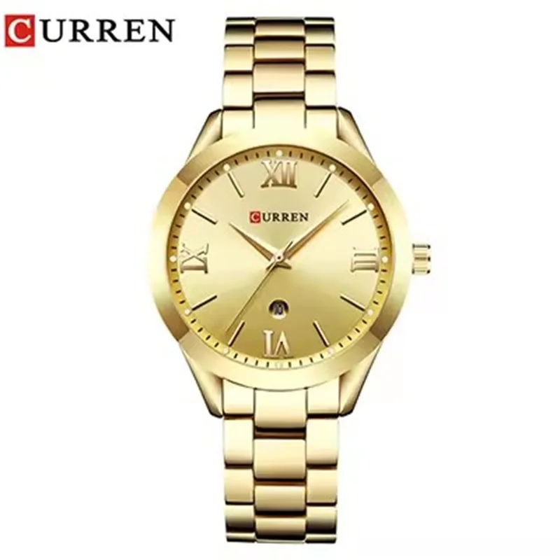 Curren-reloj de lujo de acero inoxidable para mujer, cronógrafo sencillo de negocios, a la moda, 9007