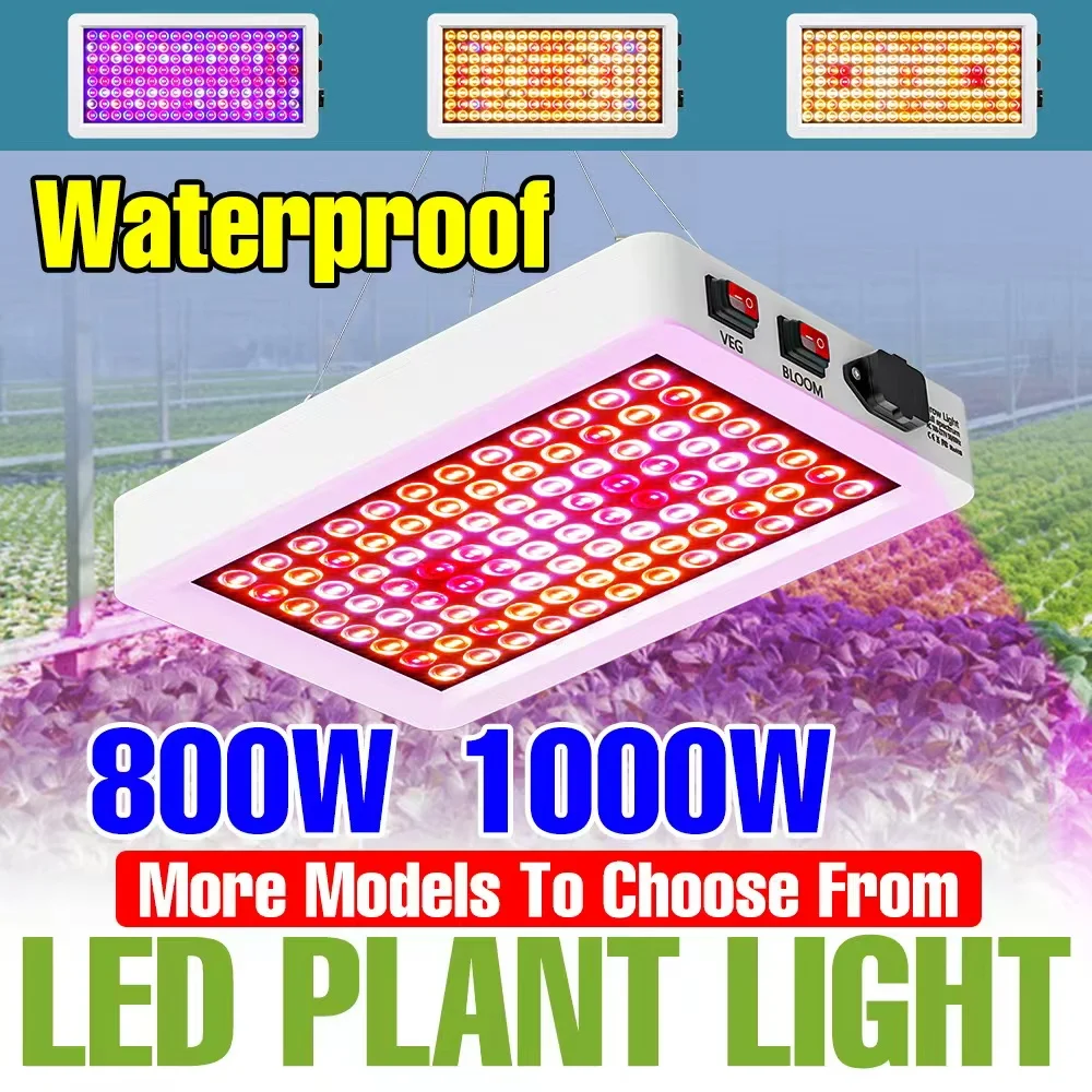 

1000W 800W LED Grow Light Full Spectrum Hydroponics Plant Lamp IR UV Indoor Growth Tent Cultivation LED Fill Lighting US/EU Plug