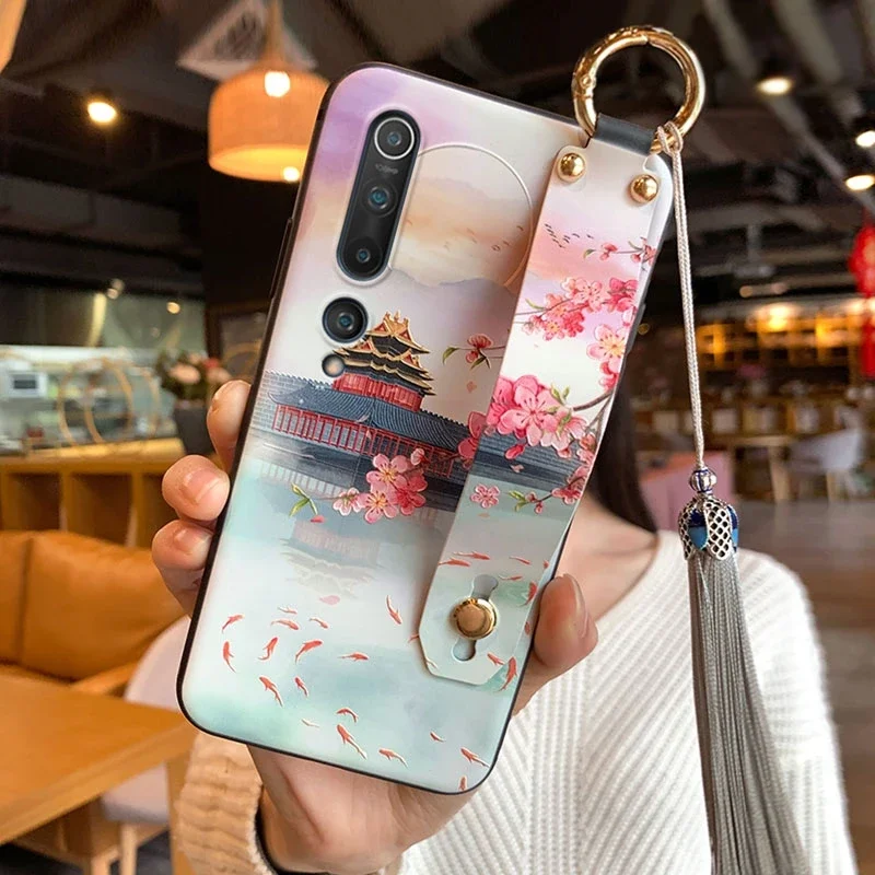 for Xiaomi POCO M3 Pro Mi 14 13 12 11 10T Lite 9T Mix 3 Redmi Note 11T 10 9S Case 3D Emboss Hand Strap Holder Tassel Soft Cover