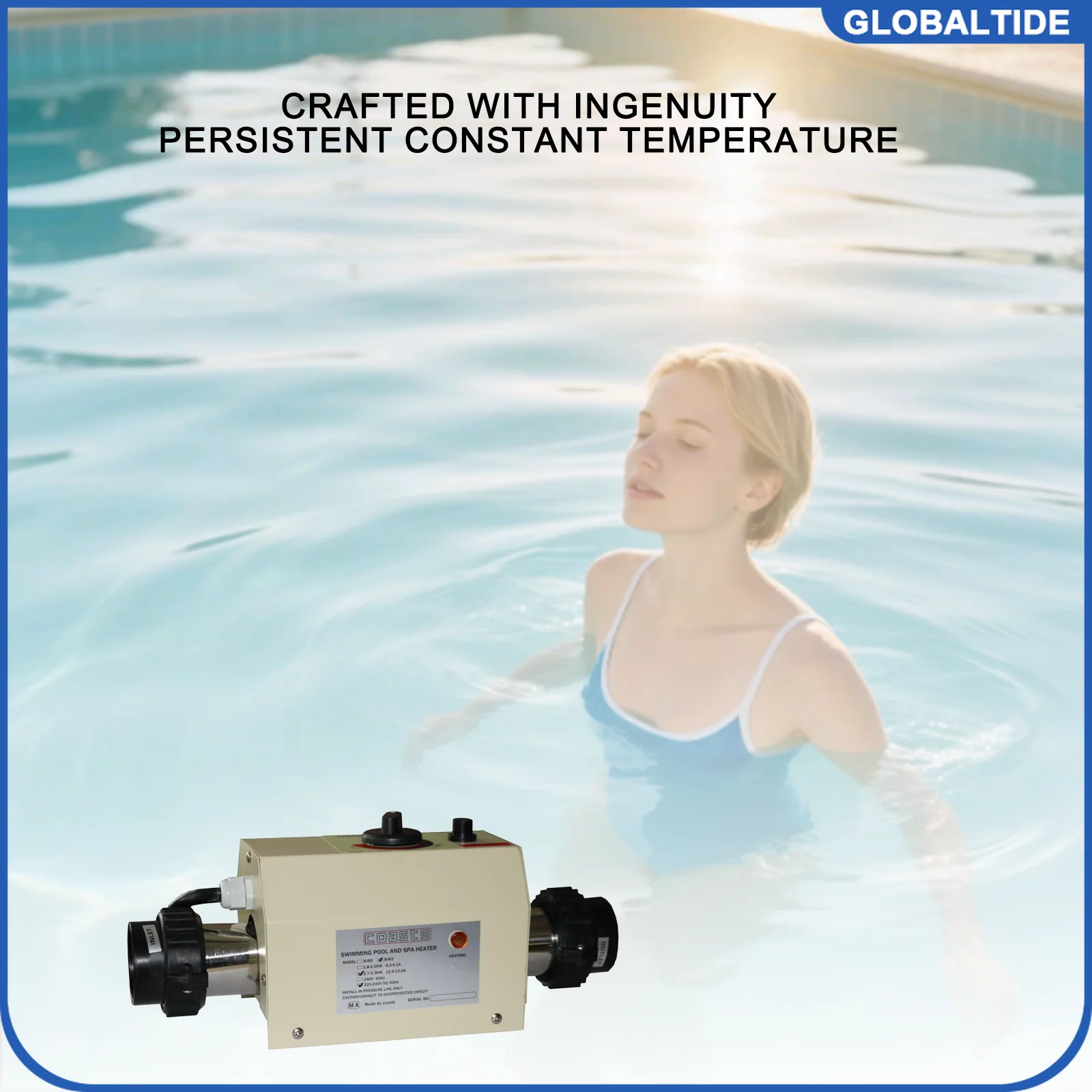 

3KW 220V Pool Heater Electric Swimming Pool and SPA Bath Heating Tub Water Heater Thermostat Swimming Pool Accessories