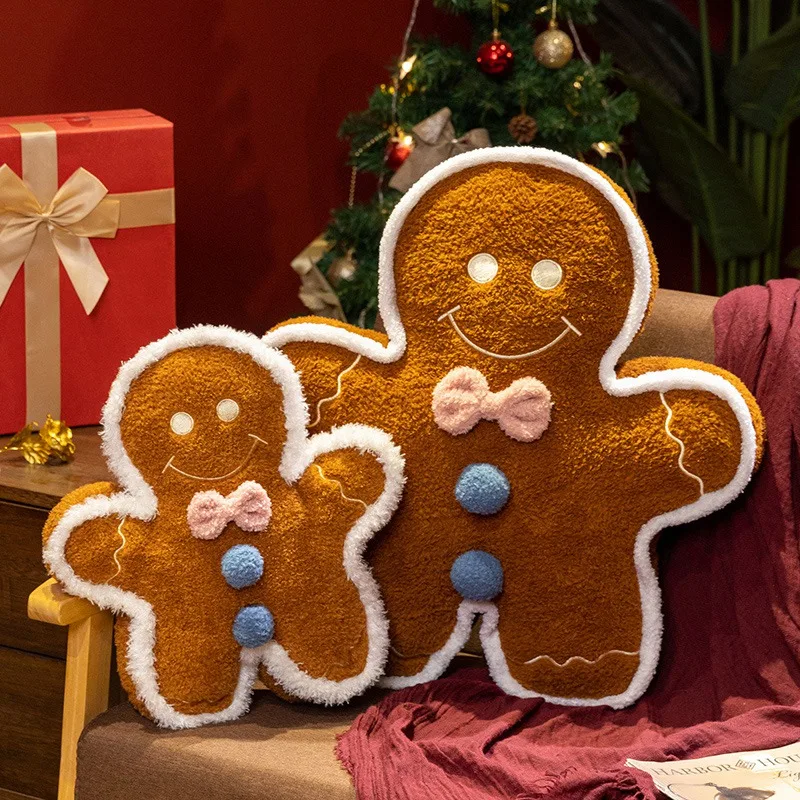 40cm biscoitos de gengibre brinquedo de pelúcia recheado homem de gengibre almofada natal travesseiro de pelúcia natal homedecor plushie brinquedos