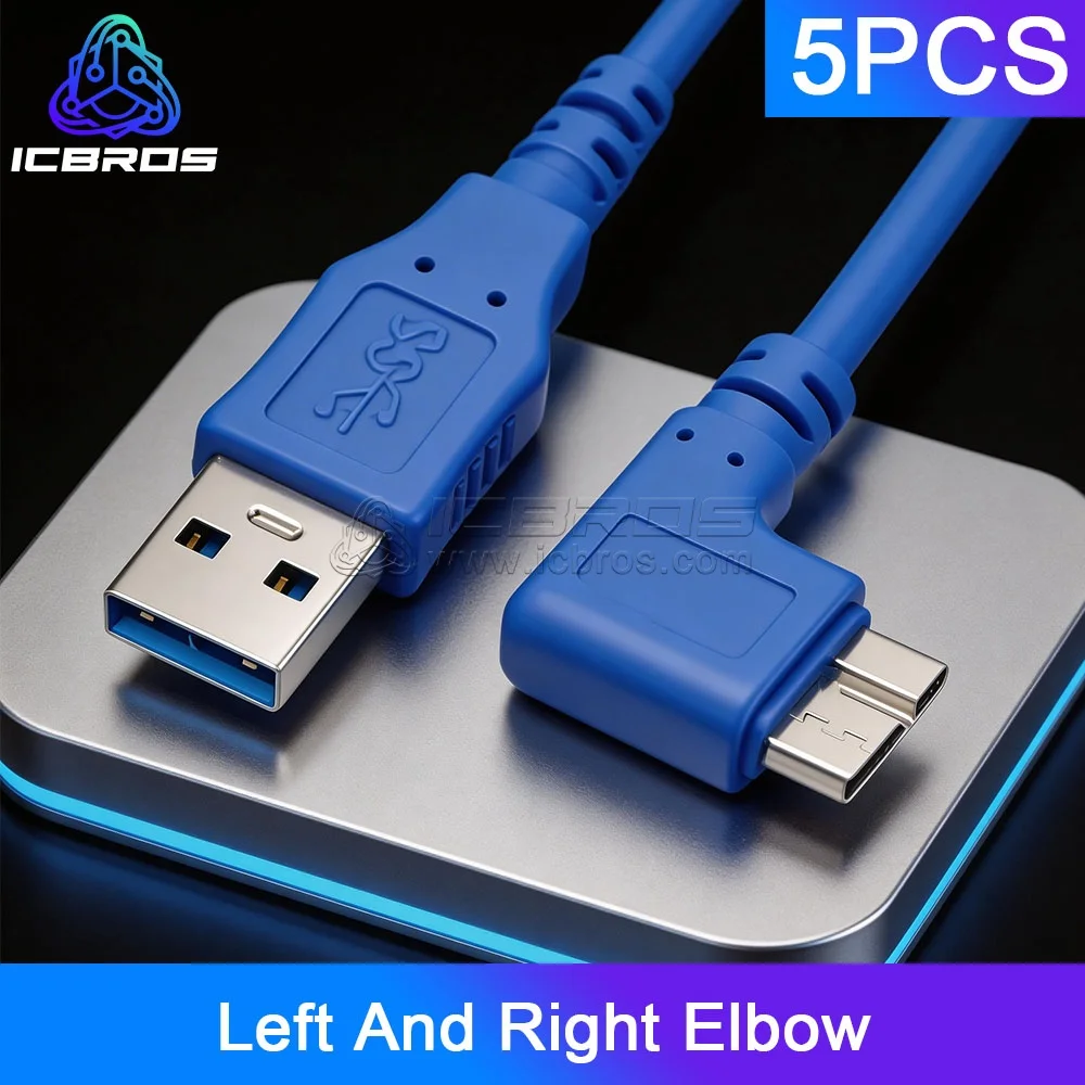 5 шт. USB 3.0 до угла 90 градусов левый и правый локоть шнур Micro-B USB 3.0 внешний жесткий диск кабель для WD Lacie Hitachi