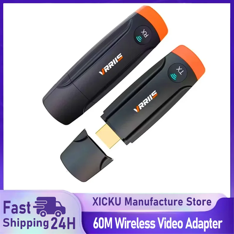 

60M Wireless Transmission Video Transmitter & Receiver HDMI-Compatible Extender Display Adapter Cable Screen Mirror for Camera