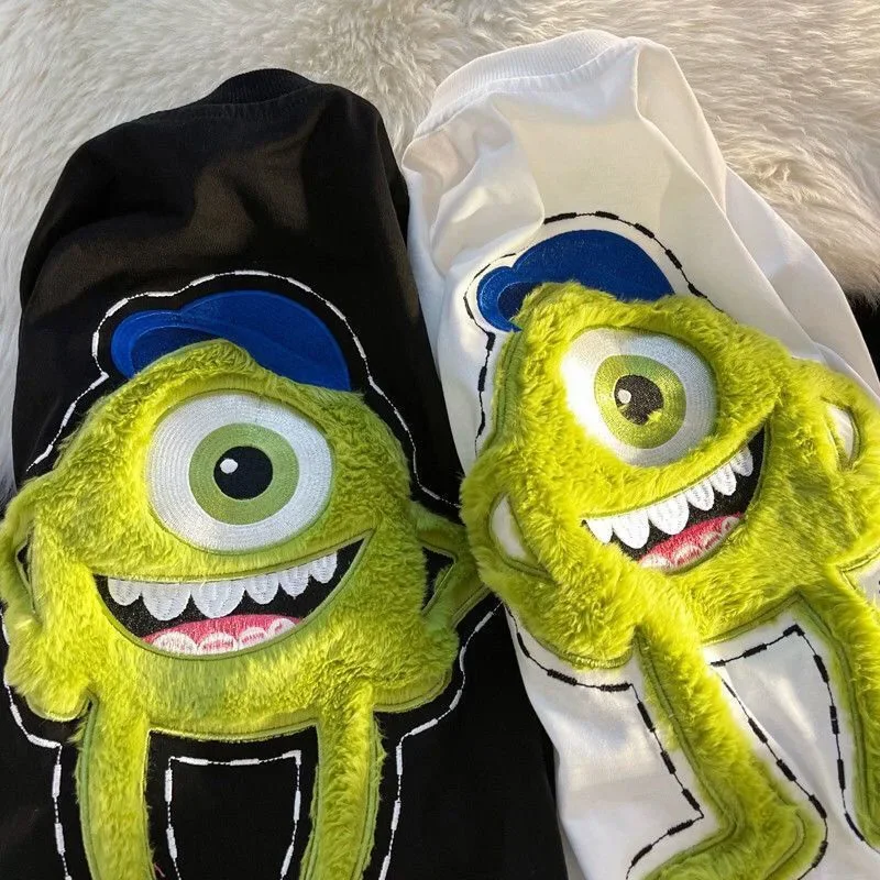 Cartoon Mike Wazowski Monsters, Inc. T-Shirt Top Summer Casual Plus Size Women's Short Sleeve Mr.Q Hip Hop Streetwear Top