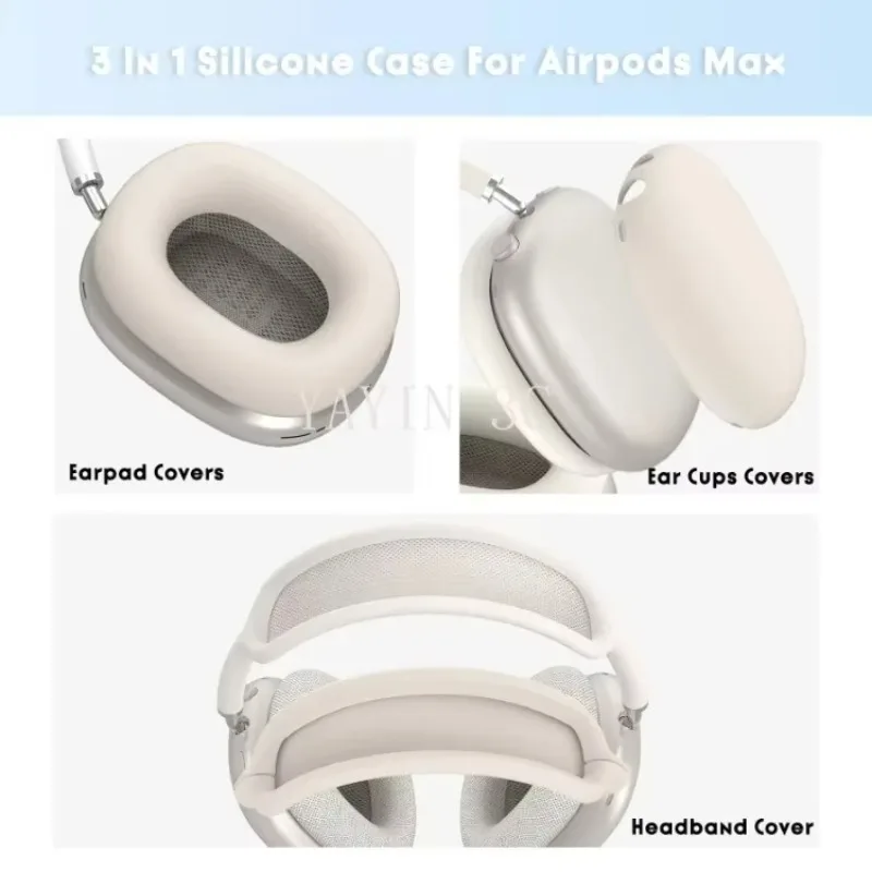 3 in 1 Silicone protective cover For AirPods Max 1/2 headset ear pad protective/earmuff / headband Anti-collision And Anti-touch