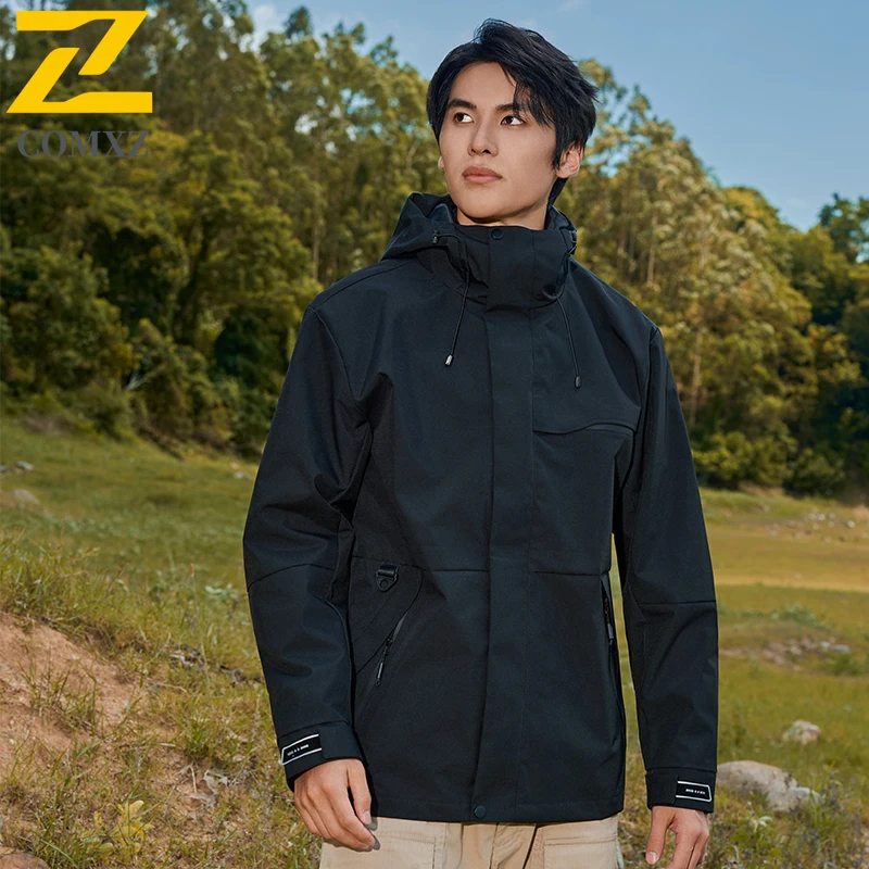 

Новинка 2025 года, мужская уличная куртка 3-в-1, ветрозащитная, водонепроницаемая, дышащая, горная куртка с капюшоном, куртка для отдыха, кемпинга и пешего туризма