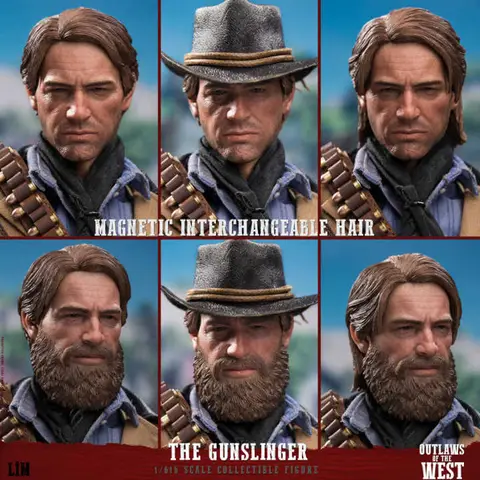 In Stock LimToys 1/6 Scale Western Cowboy Arthur Morgan OUTLAWS WEST MAGNETIC INTERCHANGEABIE HAIR THE GUNSLINGER Action Figure