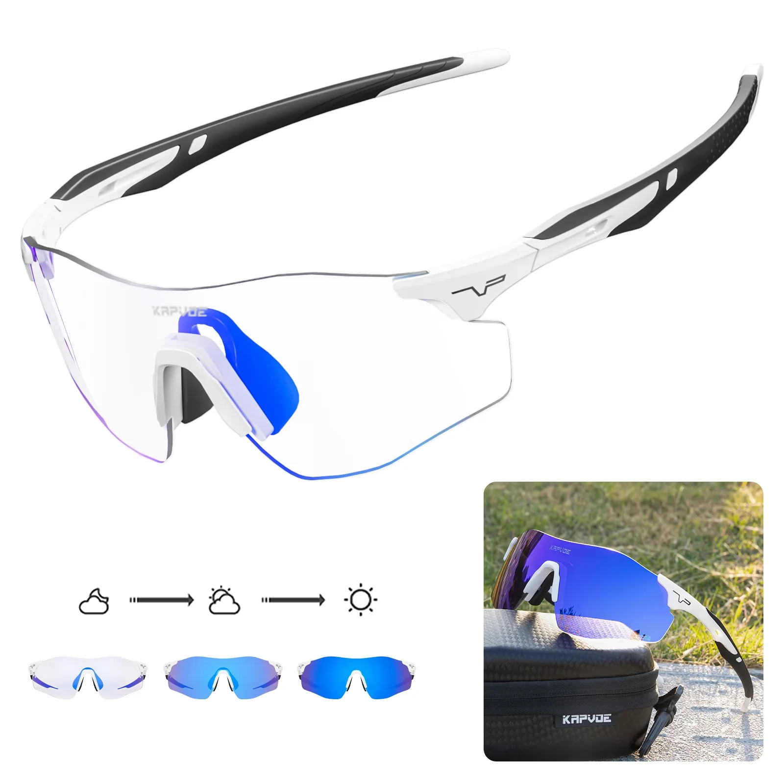 

Kapvoe New UV400 Sports Red Photochromic Cycling Sunglasses MTB Eyewear Outdoor Bike Glasses Goggles Cycling Equipment