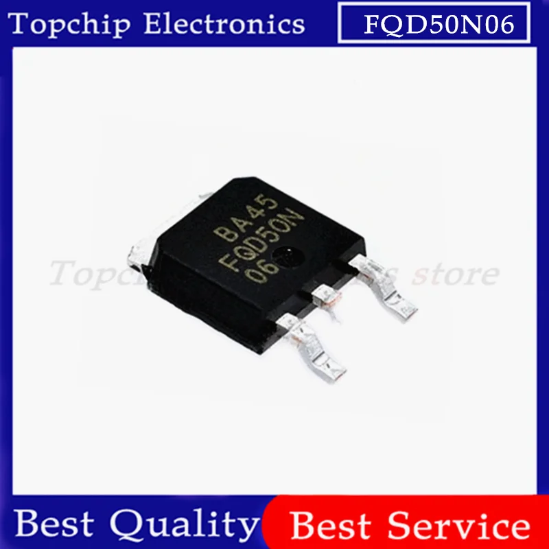 N 채널 MOSFET 트랜지스터, FQD50N06, 50A, 60V, TO252, 10 개