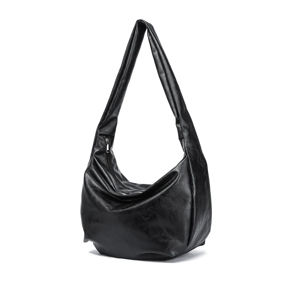 Neue modische Umhängetasche für Herren, große Kapazität, Hobo-Schultertasche, luxuriöse Umhängetasche aus weichem Leder, Dumpling-Tasche, Herren-Sling-Bag – Detail 9