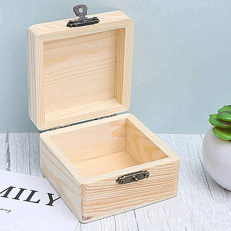 Rectangular Wooden Storage Box Vintage Wooden Box Wooden Gift Packaging Box Flip Type Multi Color Storage Jewelry Necklace Ring