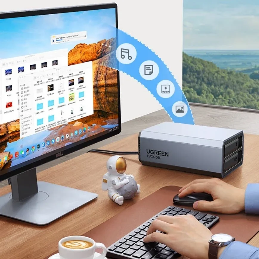 UGREEN 30786 Dual-Bay SATA HDD Enclosure 2.5/3.5 Inch Aluminum RAID USB-C 5Gbps for Windows Linux macOS Diskless