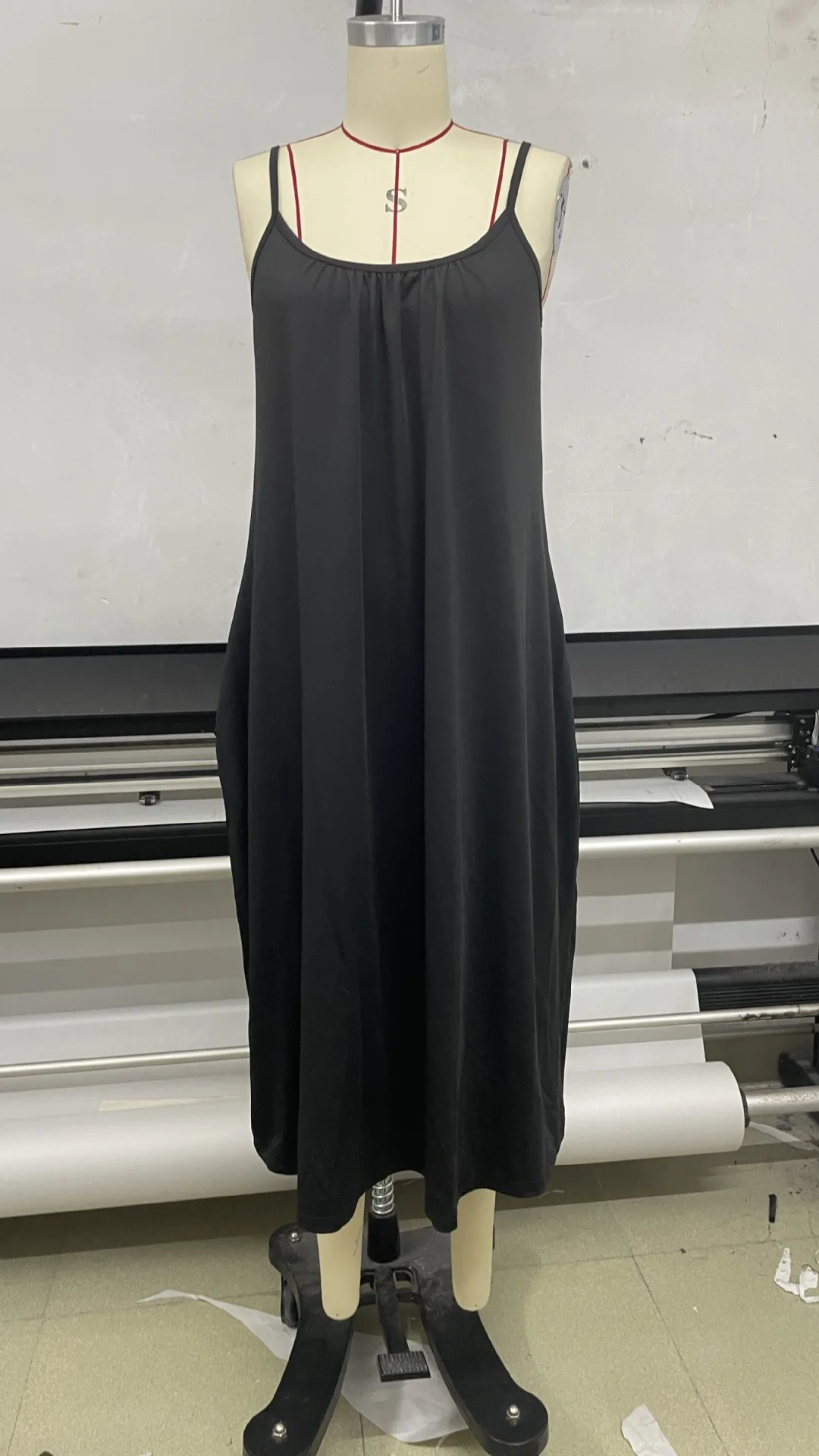 Dresses Spring Summer Basics Daily Folds Plain Sleeveless Scoop Neck Maxi Cami Vacation Dresses For Women