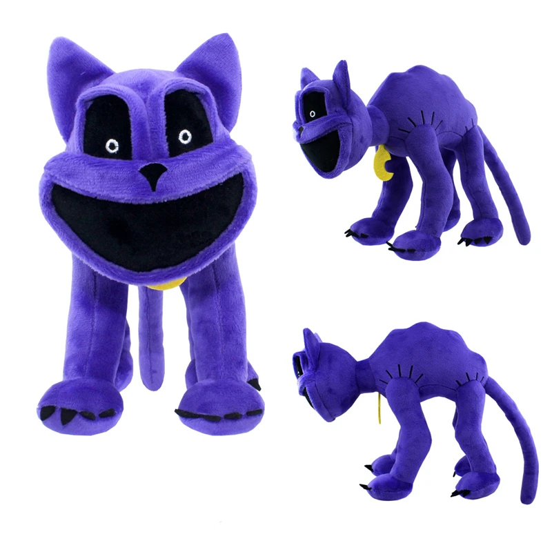 Funny New Scary Purple Cat Monster Smiling Critters Smiling Animal Big Mouth Purple Cat Plush Toy