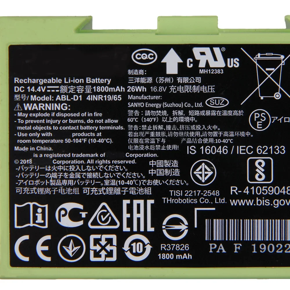 Original Replacement ABL-D1 ABL-D2 Battery For iRobot Roomba i7 i7+ i8 e5 e6 e5150 i7550 i7558 e619820 Sweeping Robot Battery
