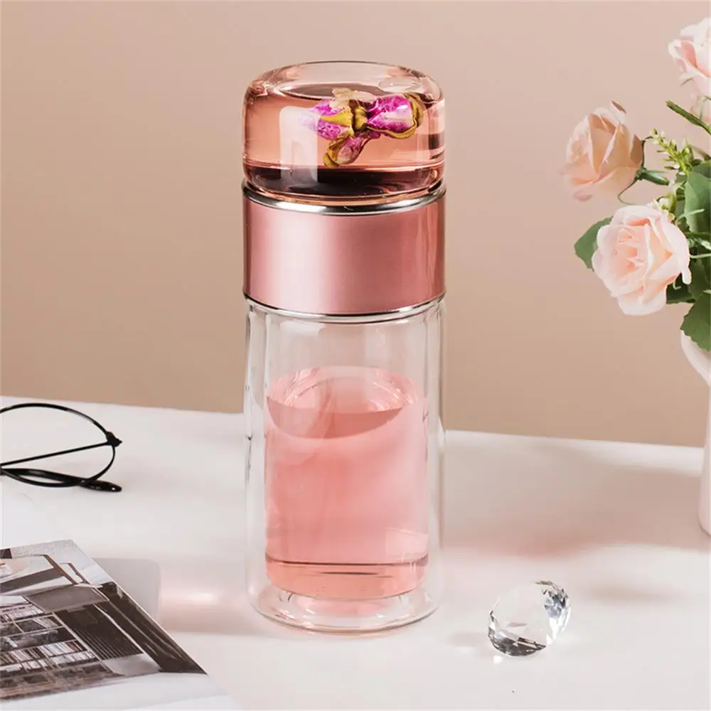 280ML Tea Water Bottle High Borosilicate Glass Double Layer Tea Water Cup Infuser Tumbler Drinkware Water Bottle With Tea Filter