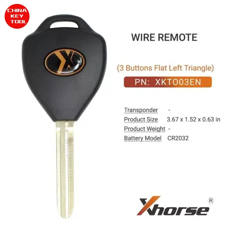 1PCS Xhorse Wire Remote Flat Left Triangle 3 Buttons XKTO03EN