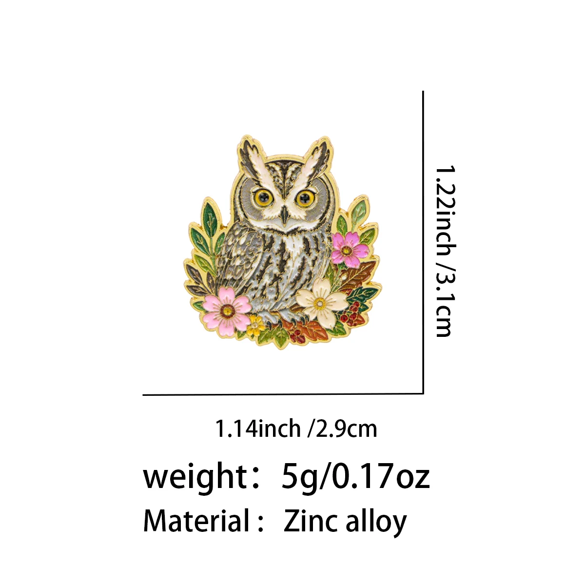 5個セット 漫画風フクロウブローチセット 花柄鳥 ソフトエナ - Tuxedo Lapel Pin のレビューと価格