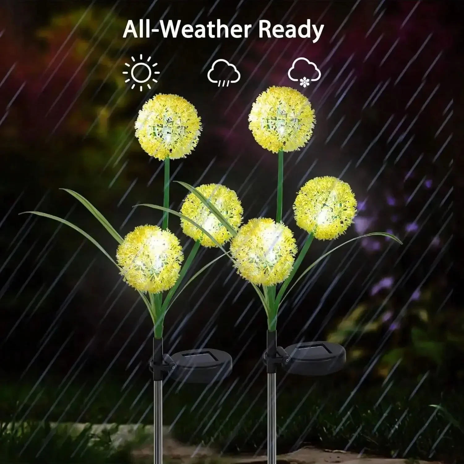 Solar-Powered Dandelion Garden Lights - Auto On/Off Color Changing LED Stake Lights for Yard Pathway & Patio Decoration